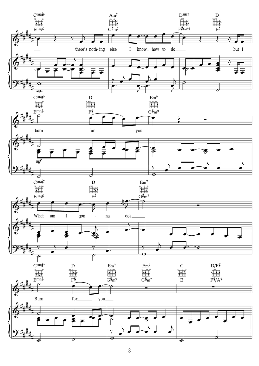 Burn For You Burn For You Piano, Vocal scores gallery preview page 3