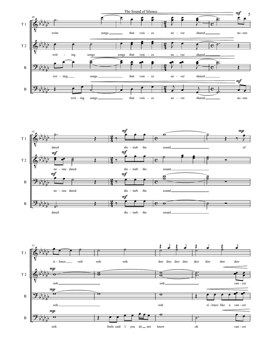 The Sound Of Silence The Sound Of Silence A Cappella scores gallery preview page 5