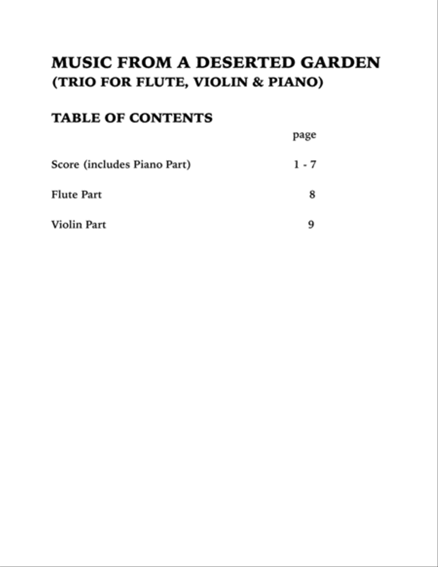 Music From a Deserted Garden (Trio for Flute, Violin and Piano) Flute scores gallery preview page 4