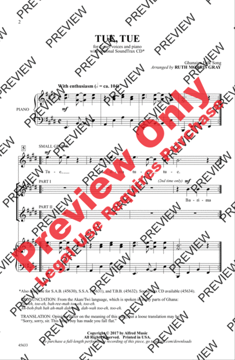 Tue, Tue Tue, Tue 2-Part scores gallery preview page 2