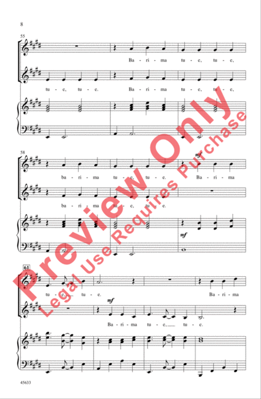Tue, Tue Tue, Tue 2-Part scores gallery preview page 18