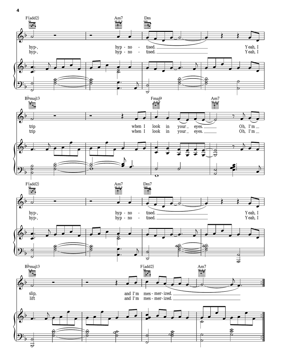 Hypnotised Hypnotised Piano, Vocal, Guitar scores gallery preview page 4