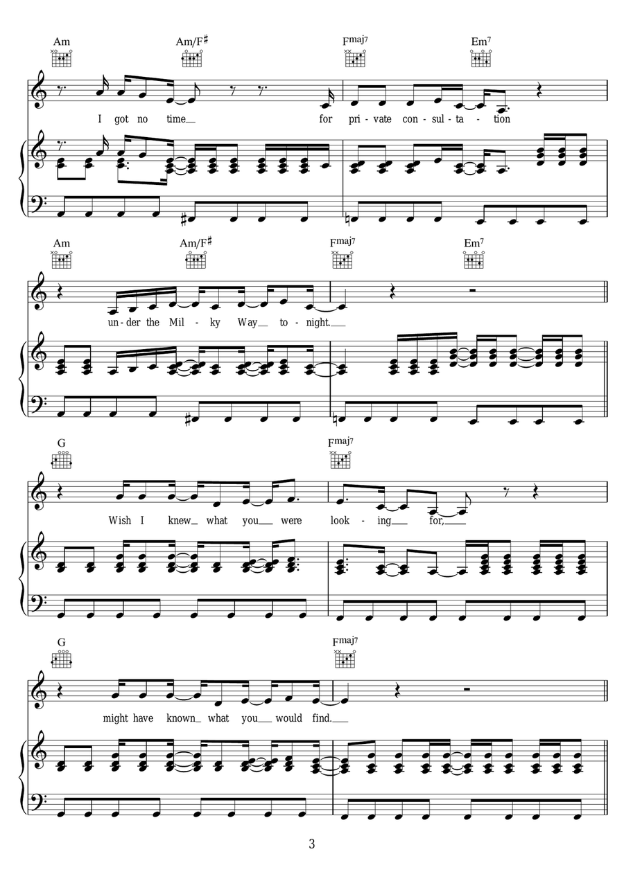Under The Milky Way Under The Milky Way Piano, Vocal scores gallery preview page 3