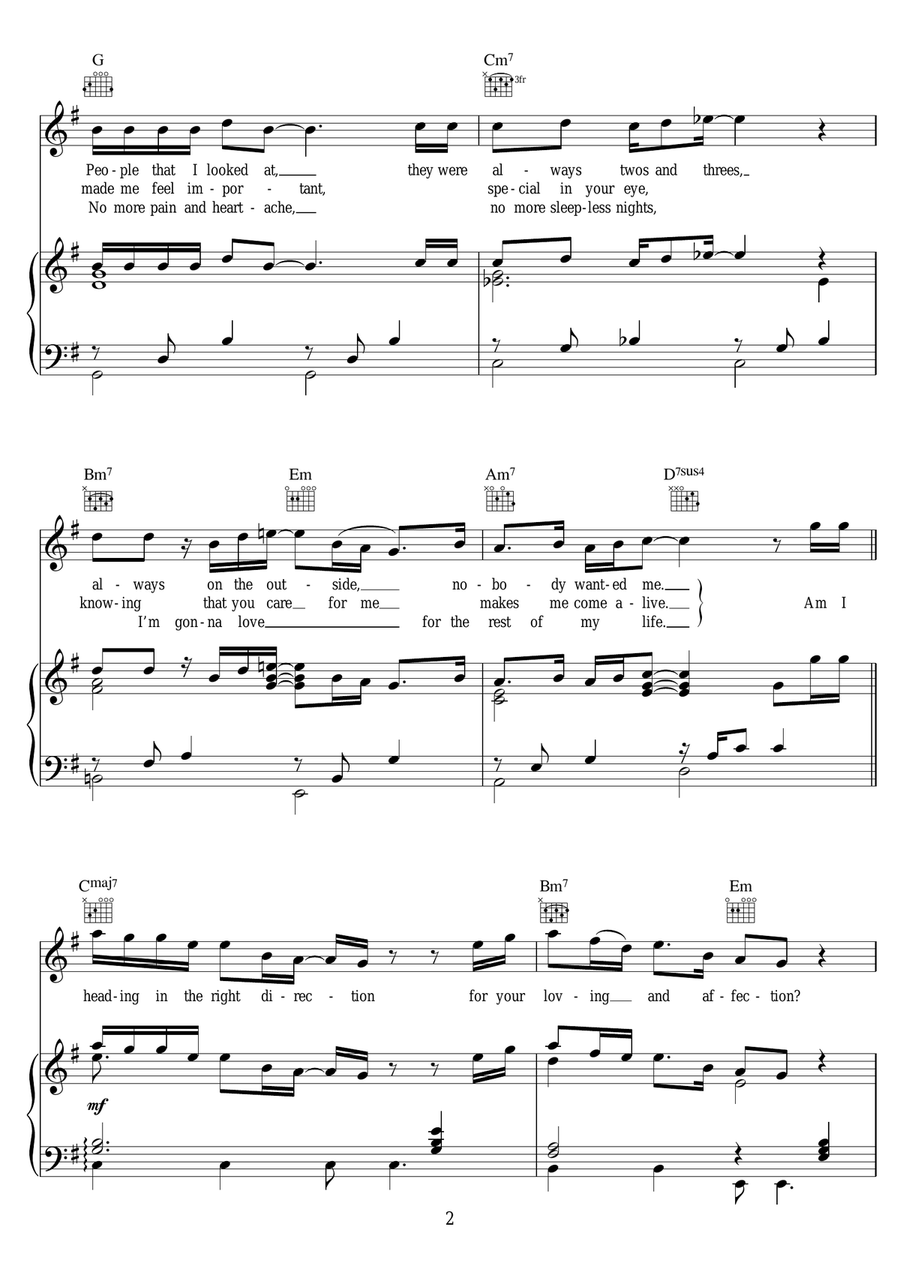 Heading In The Right Direction Piano, Vocal scores gallery preview page 2