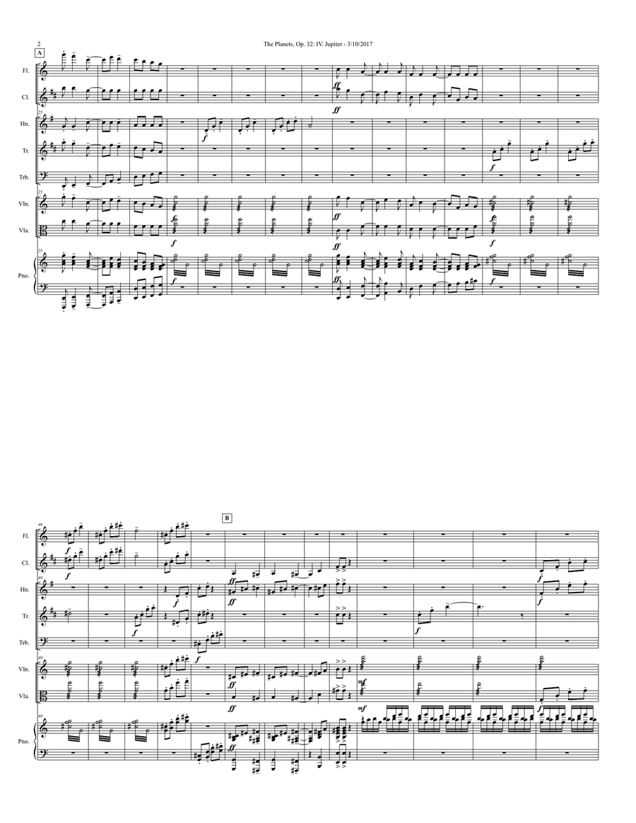 Jupiter from The Planets for 9-Piece Chamber Ensemble Large Ensemble scores gallery preview page 2