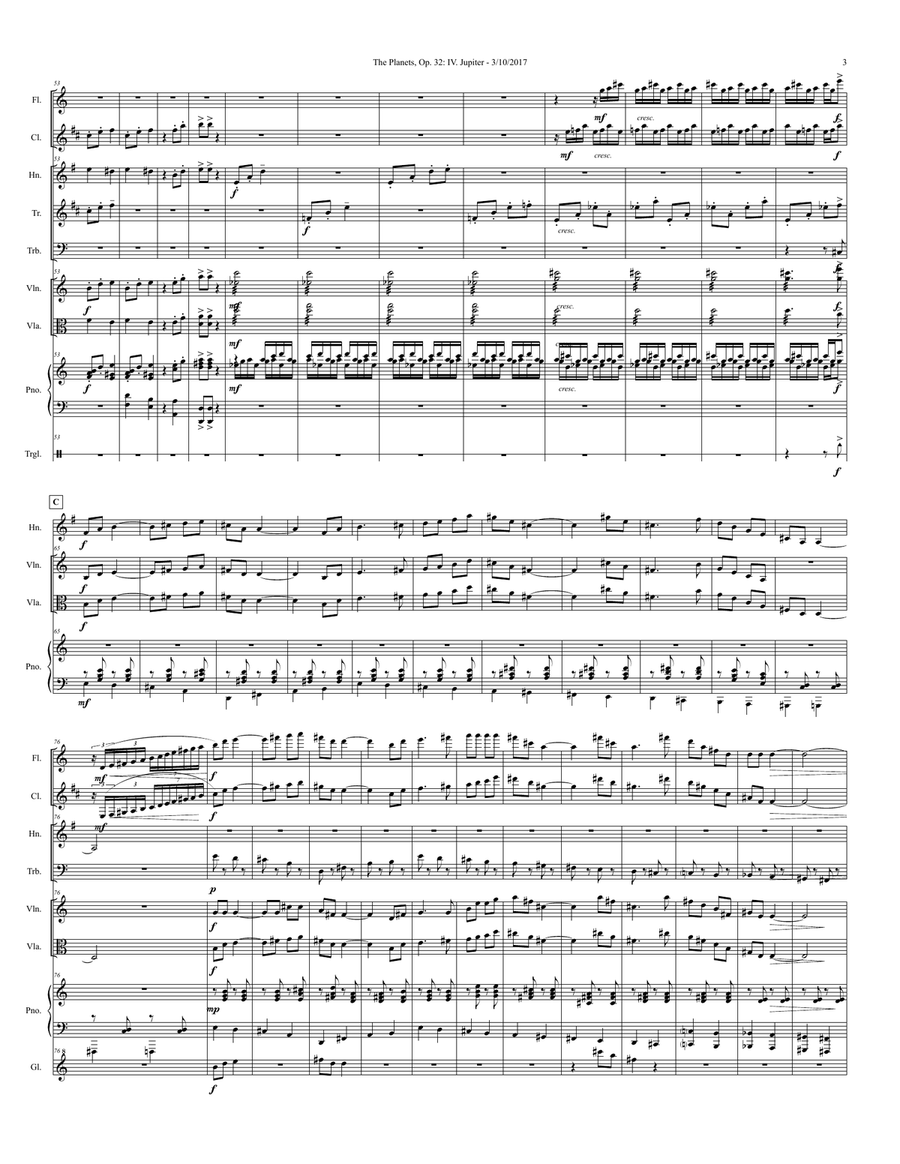 Jupiter from The Planets for 9-Piece Chamber Ensemble Large Ensemble scores gallery preview page 3