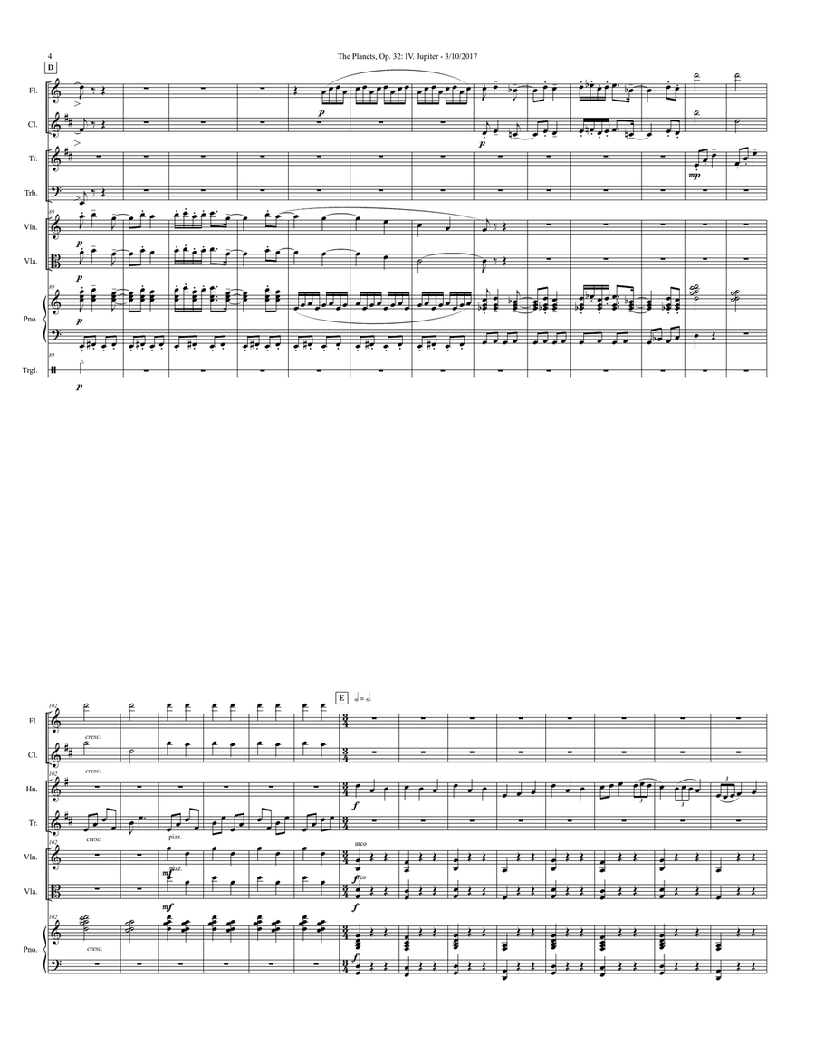 Jupiter from The Planets for 9-Piece Chamber Ensemble Large Ensemble scores gallery preview page 4
