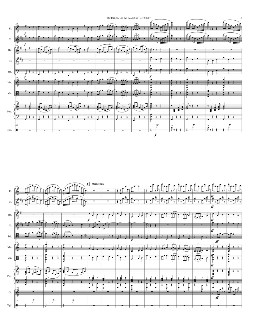 Jupiter from The Planets for 9-Piece Chamber Ensemble Large Ensemble scores gallery preview page 5