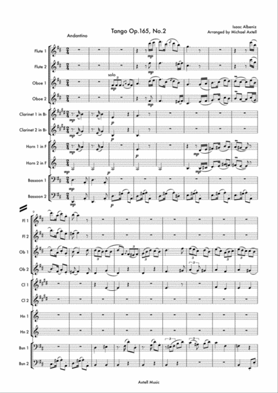 Tango Op.165, No.2 - Isaac Albeniz Chamber Orchestra scores gallery preview page 2