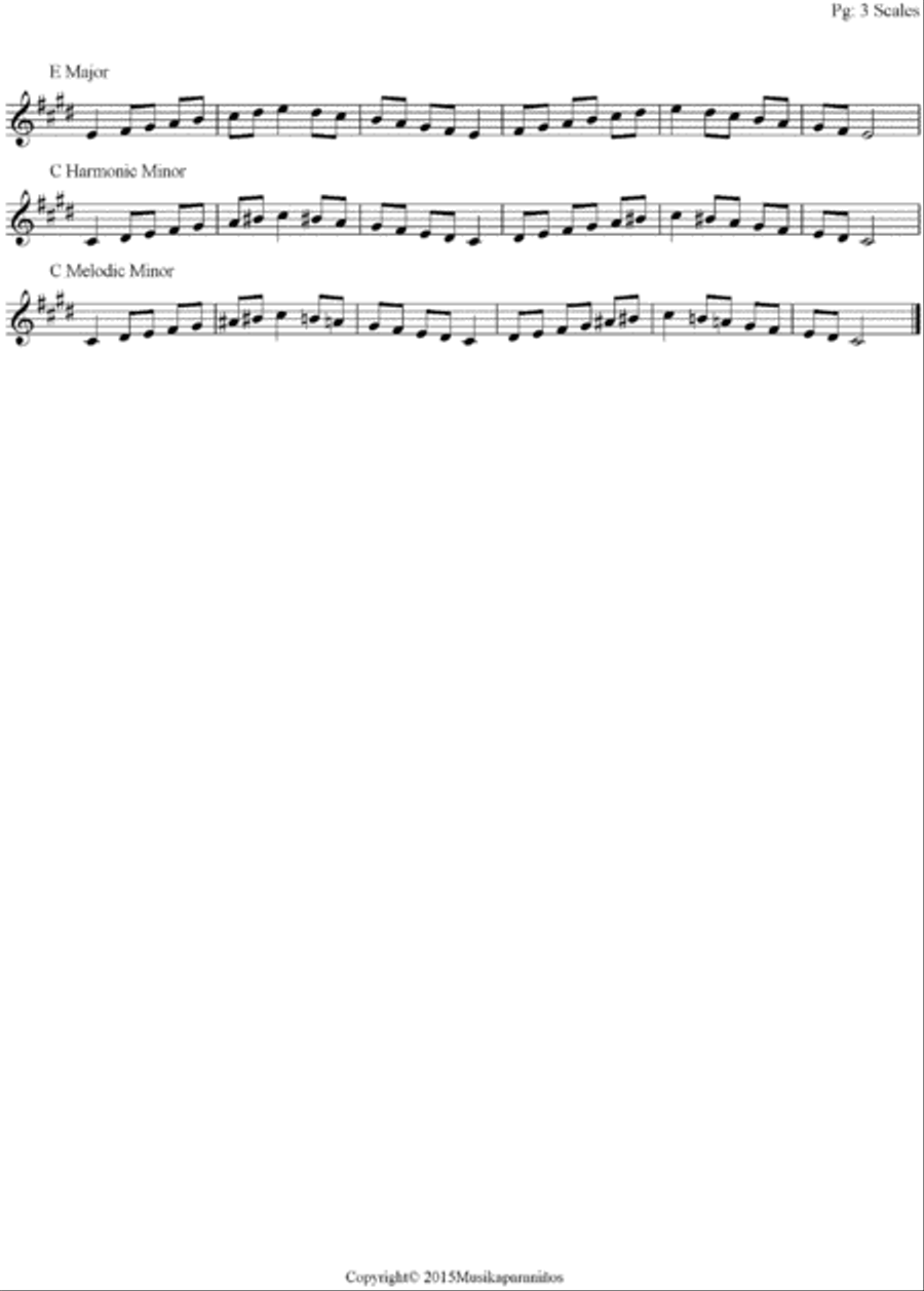 Major and Minor Scales 1 Octave's Low Range Trumpet Solo scores gallery preview page 2