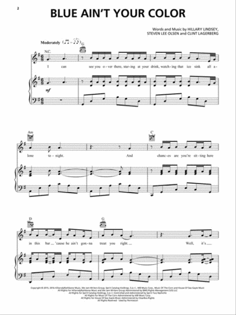 Chart Hits of 2016-2017 Piano, Vocal, Guitar scores gallery preview page 3