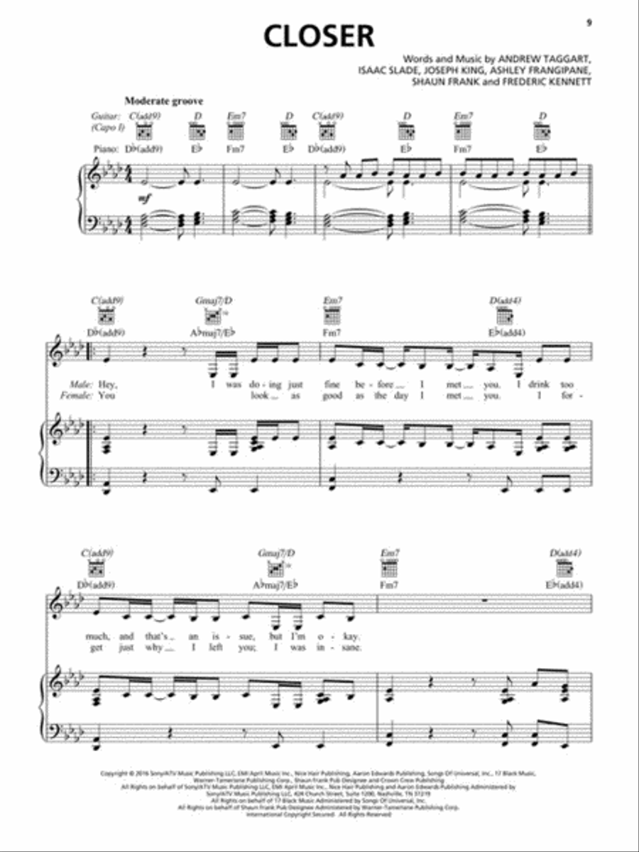 Chart Hits of 2016-2017 Piano, Vocal, Guitar scores gallery preview page 4