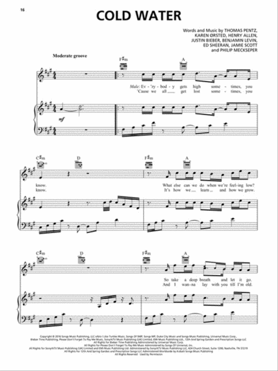 Chart Hits of 2016-2017 Piano, Vocal, Guitar scores gallery preview page 5