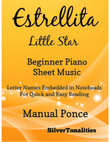 Estrellita Little Star Beginner Piano Sheet Music mini preview