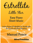 Estrellita Little Star Easy Piano Sheet Music mini preview
