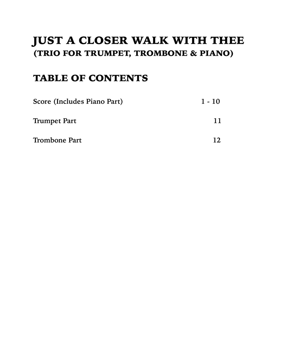Just a Closer Walk with Thee / Solace (Trio for Trumpet, Trombone and Piano) Brass Trio scores gallery preview page 3