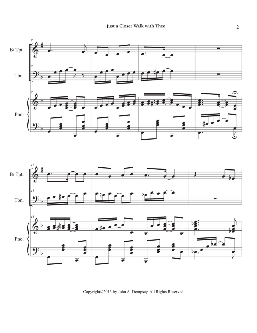 Just a Closer Walk with Thee / Solace (Trio for Trumpet, Trombone and Piano) Brass Trio scores gallery preview page 6
