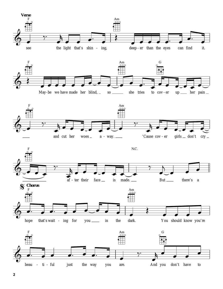 Scars To Your Beautiful Scars To Your Beautiful Ukulele scores gallery preview page 2