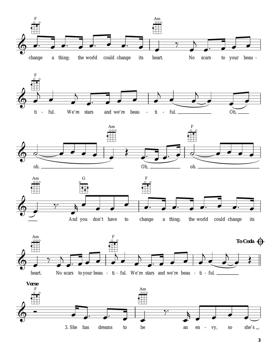 Scars To Your Beautiful Scars To Your Beautiful Ukulele scores gallery preview page 3