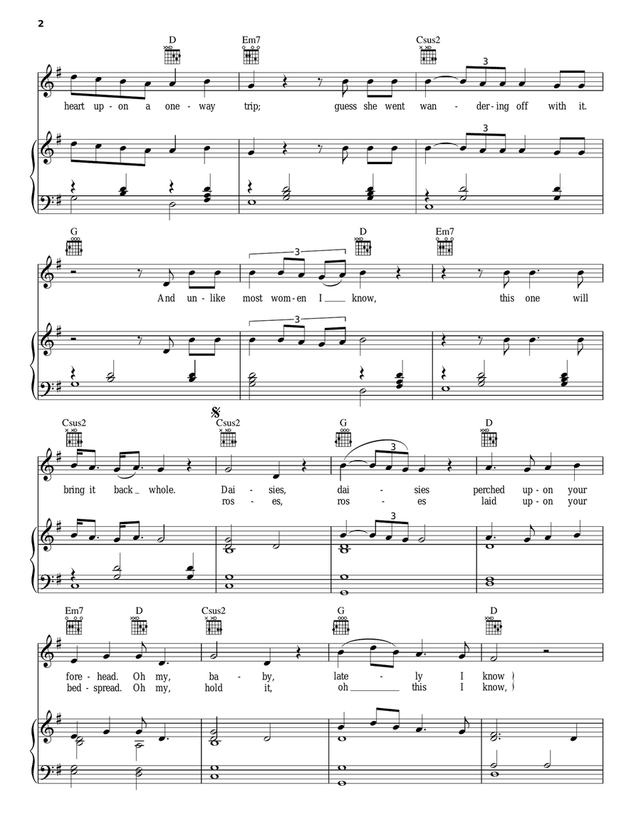 Hearts Don't Break Around Here Piano, Vocal, Guitar scores gallery preview page 2