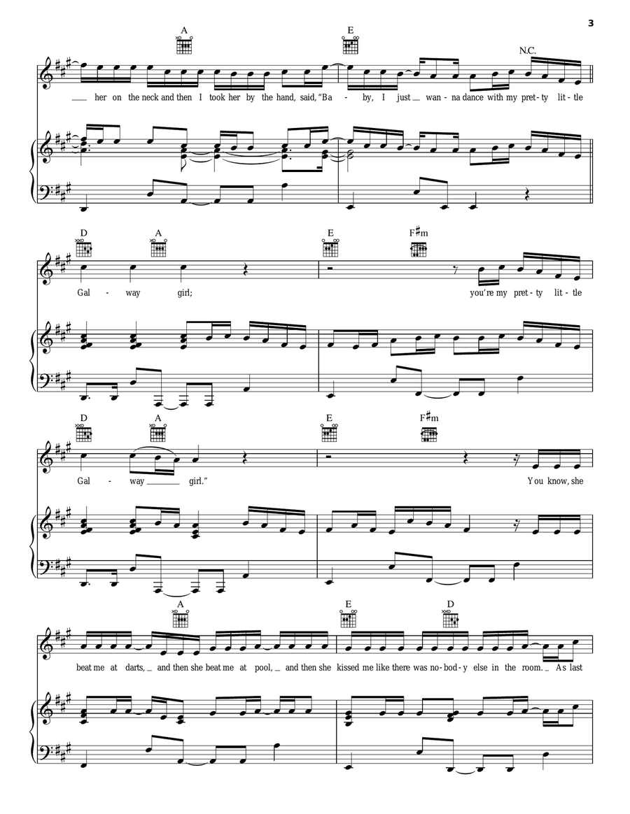 Galway Girl Galway Girl Piano, Vocal, Guitar scores gallery preview page 3