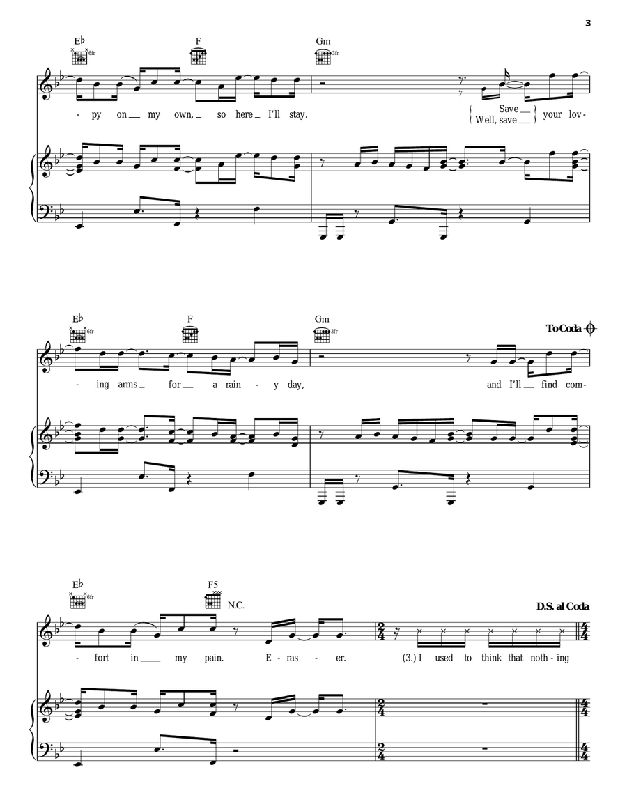 Eraser Eraser Piano, Vocal, Guitar scores gallery preview page 3