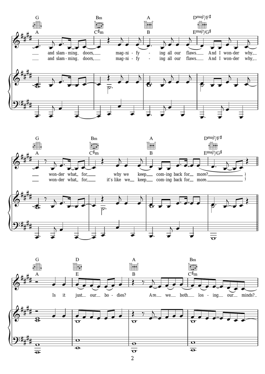 Scared To Be Lonely Scared To Be Lonely Piano, Vocal scores gallery preview page 2