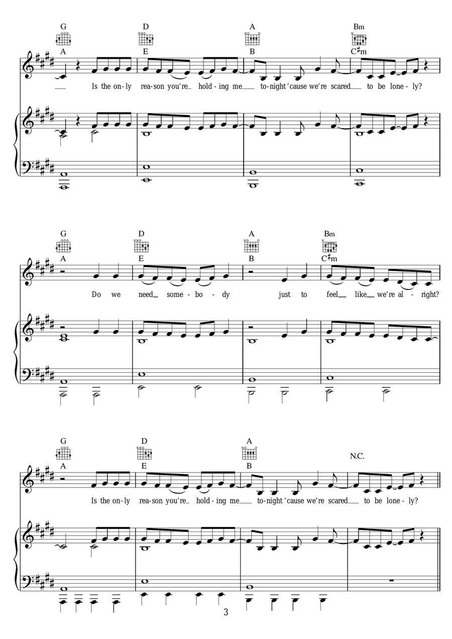 Scared To Be Lonely Scared To Be Lonely Piano, Vocal scores gallery preview page 3