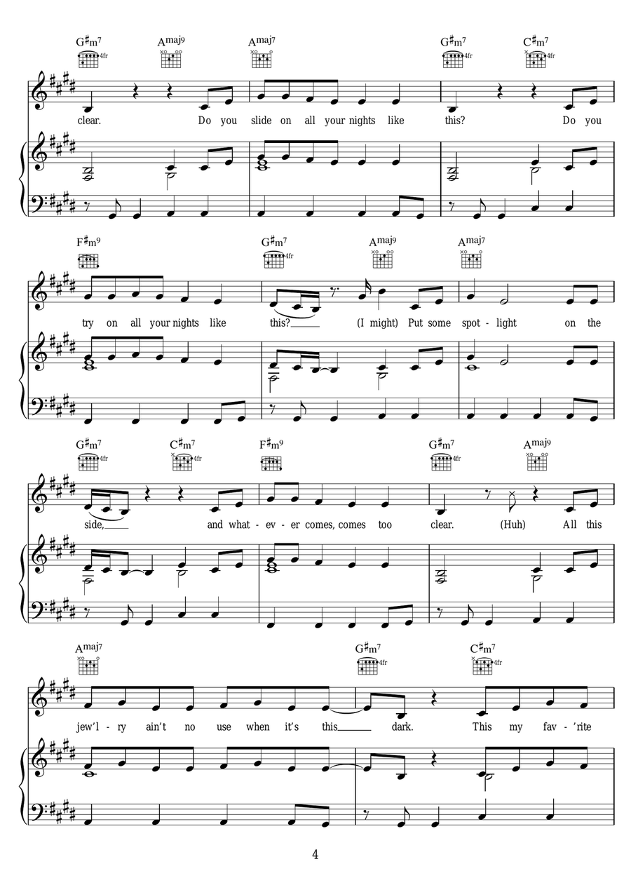 Slide (featuring Frank Ocean and Migos) Piano, Vocal scores gallery preview page 4