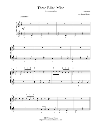 Three Blind Mice - for very easy piano
