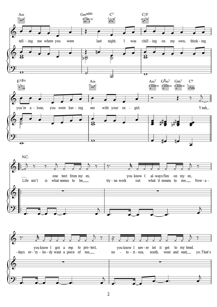 Text From Your Ex (featuring Tinashe) Piano, Vocal scores gallery preview page 2