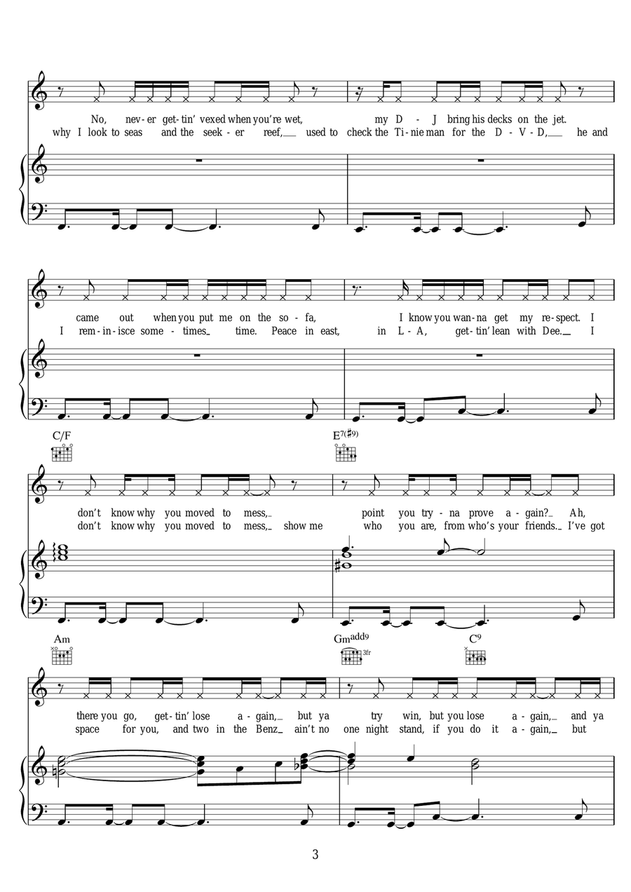 Text From Your Ex (featuring Tinashe) Piano, Vocal scores gallery preview page 3