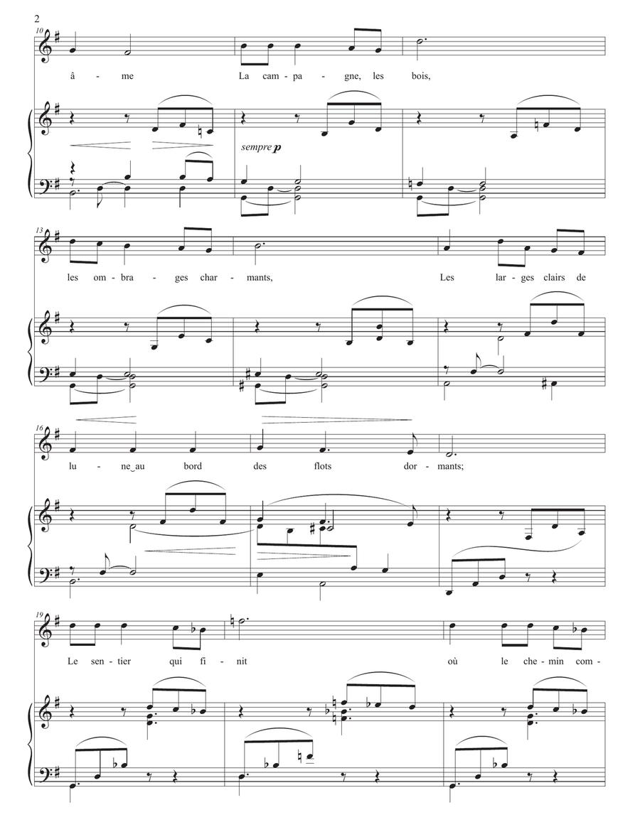 FAURÉ: Mai, Op. 1 no. 2 (transposed to G major) Piano, Vocal scores gallery preview page 3