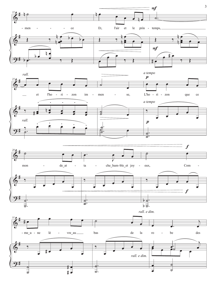 FAURÉ: Mai, Op. 1 no. 2 (transposed to G major) Piano, Vocal scores gallery preview page 4