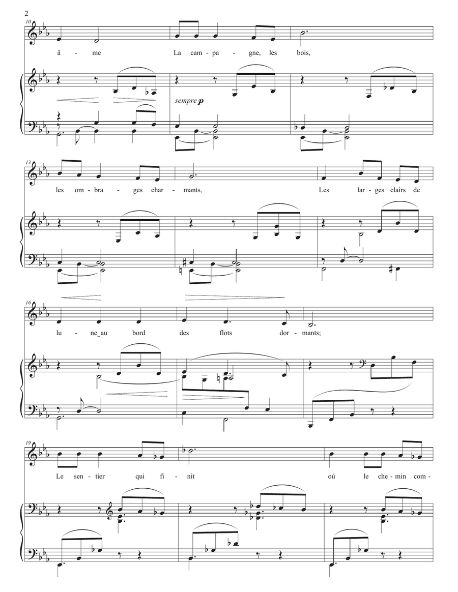 FAURÉ: Mai, Op. 1 no. 2 (transposed to E-flat major) Piano, Vocal scores gallery preview page 3