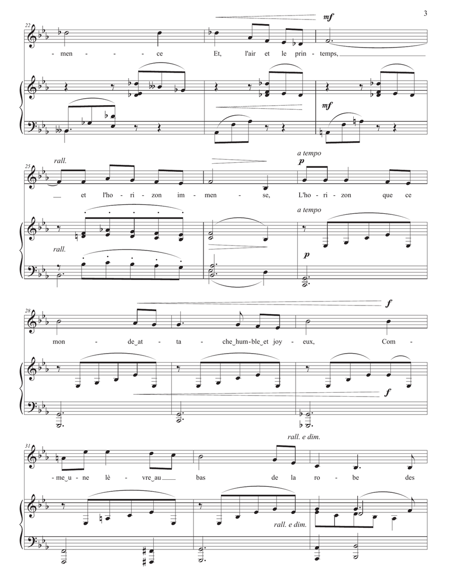 FAURÉ: Mai, Op. 1 no. 2 (transposed to E-flat major) Piano, Vocal scores gallery preview page 4