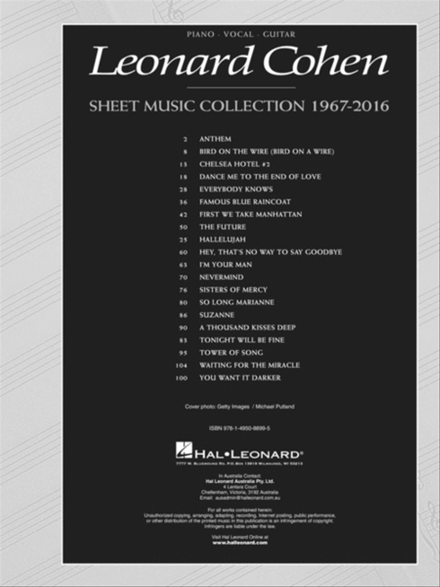 Leonard Cohen – Sheet Music Collection: 1967-2016 Piano, Vocal, Guitar scores gallery preview page 2