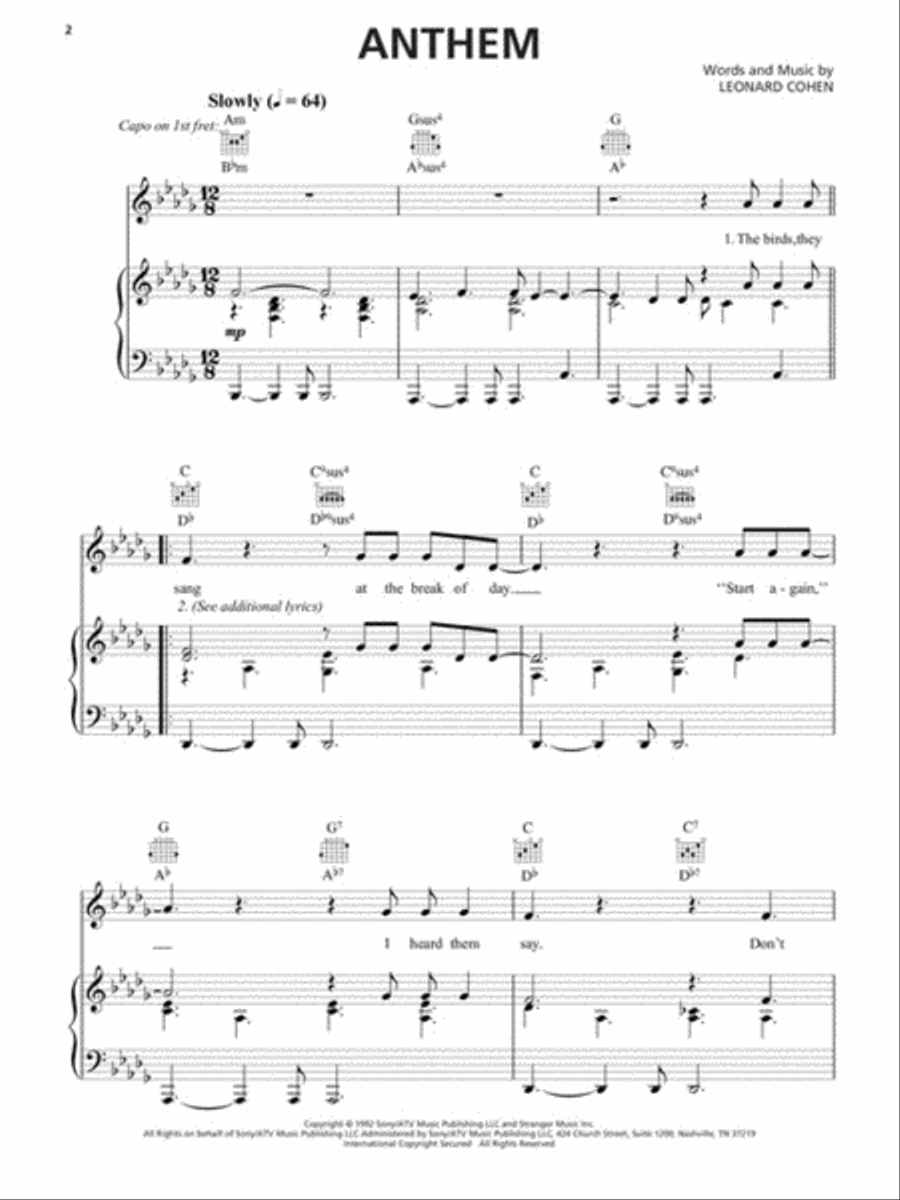 Leonard Cohen – Sheet Music Collection: 1967-2016 Piano, Vocal, Guitar scores gallery preview page 3