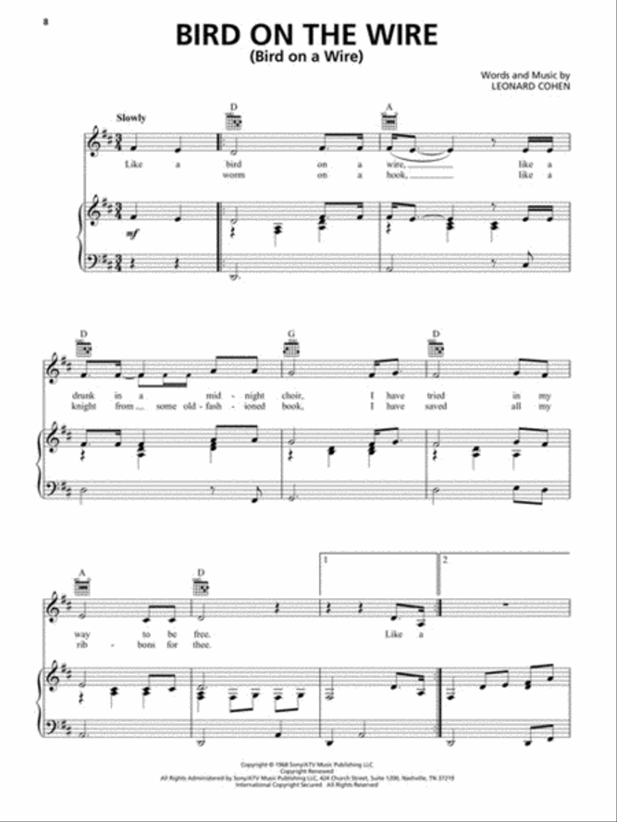 Leonard Cohen – Sheet Music Collection: 1967-2016 Piano, Vocal, Guitar scores gallery preview page 4