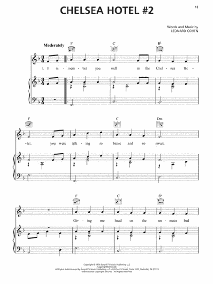 Leonard Cohen – Sheet Music Collection: 1967-2016 Piano, Vocal, Guitar scores gallery preview page 5