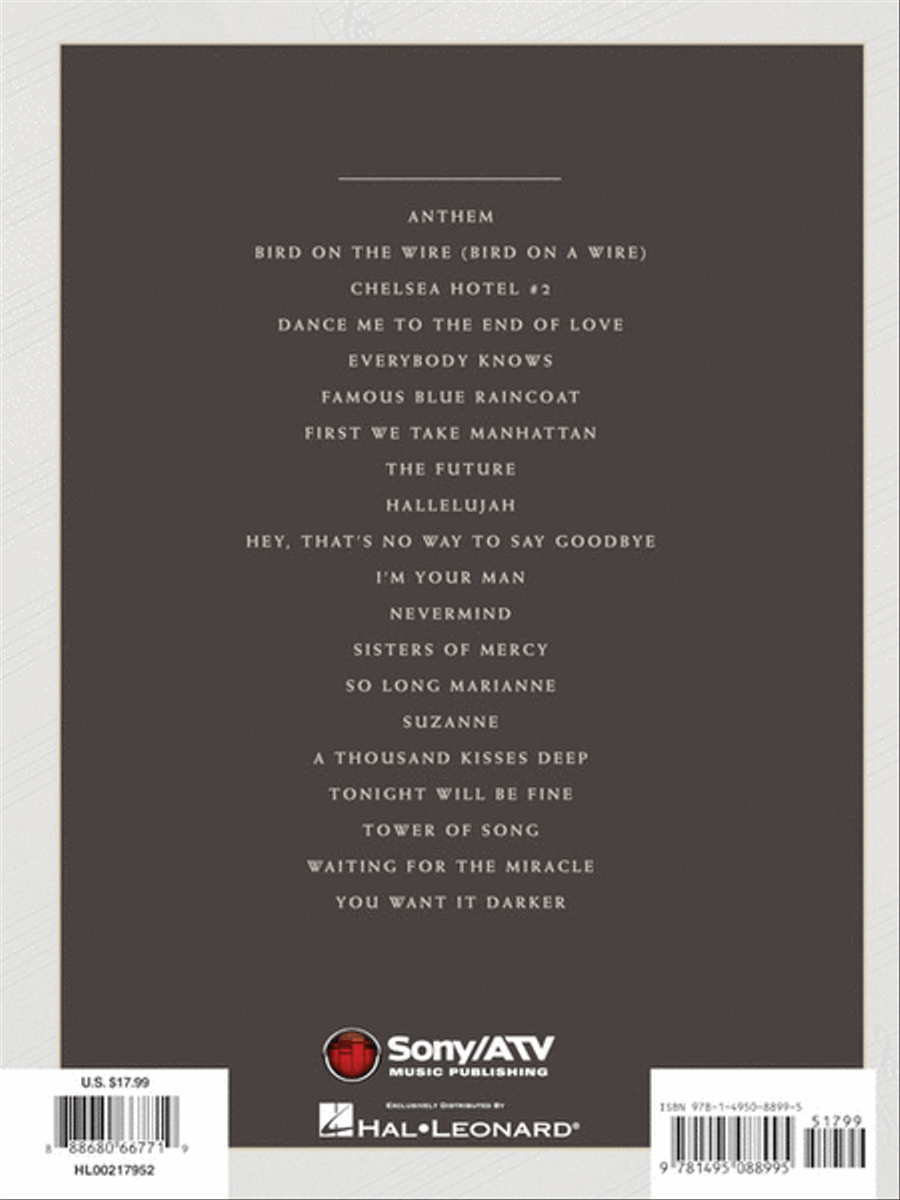 Leonard Cohen – Sheet Music Collection: 1967-2016 Piano, Vocal, Guitar scores gallery preview page 6