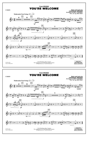 You're Welcome (from Moana) (arr. Matt Conaway) - F Horn