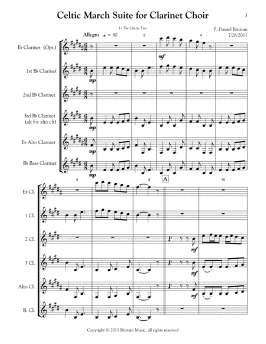 Celtic March Suite (Clarinet Choir) Clarinet Choir scores gallery preview page 3