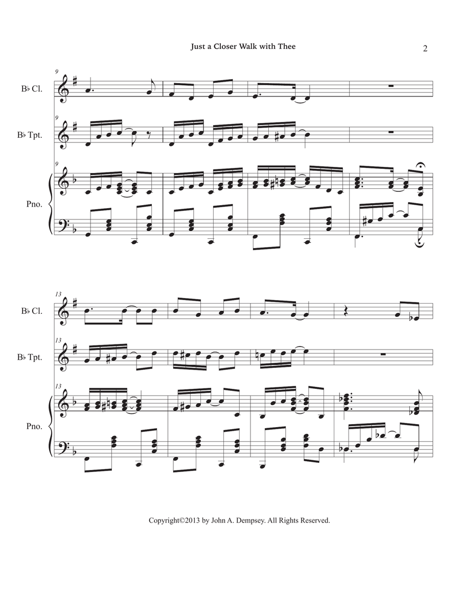 Just a Closer Walk with Thee / Solace (Trio for Clarinet, Trumpet and Piano) Small Ensemble scores gallery preview page 6