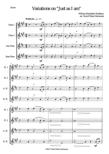 Variations on Just As I Am (Flute Quartet - 2 flutes, alto and bass flutes)