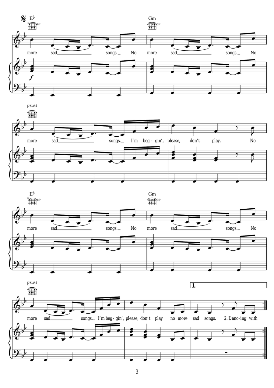 No More Sad Songs (featuring Machine Gun Kelly) Piano, Vocal scores gallery preview page 3