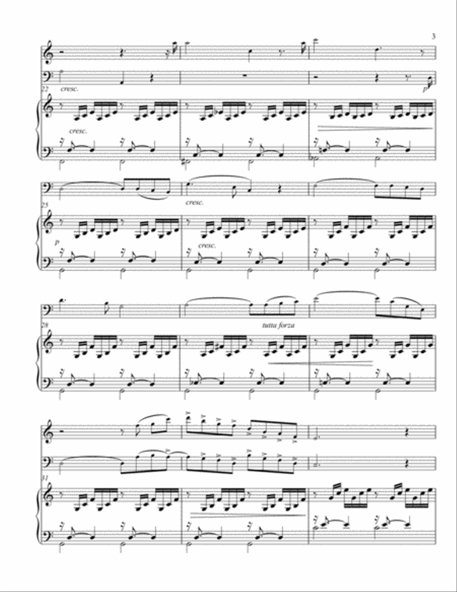 Ave Maria - Charles Gounod/J.S. Bach, arranged for Flute, Cello and Piano Flute scores gallery preview page 3
