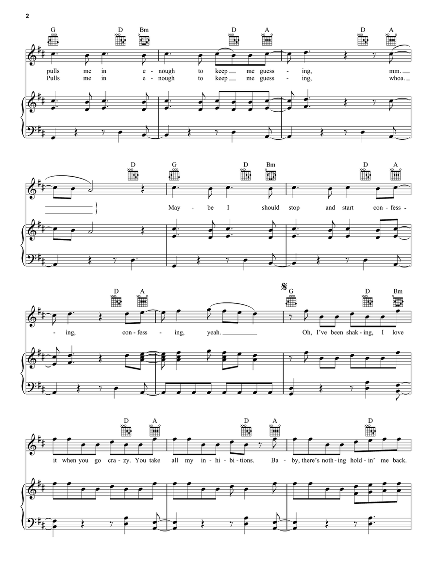 There's Nothing Holdin' Me Back Piano, Vocal, Guitar scores gallery preview page 2