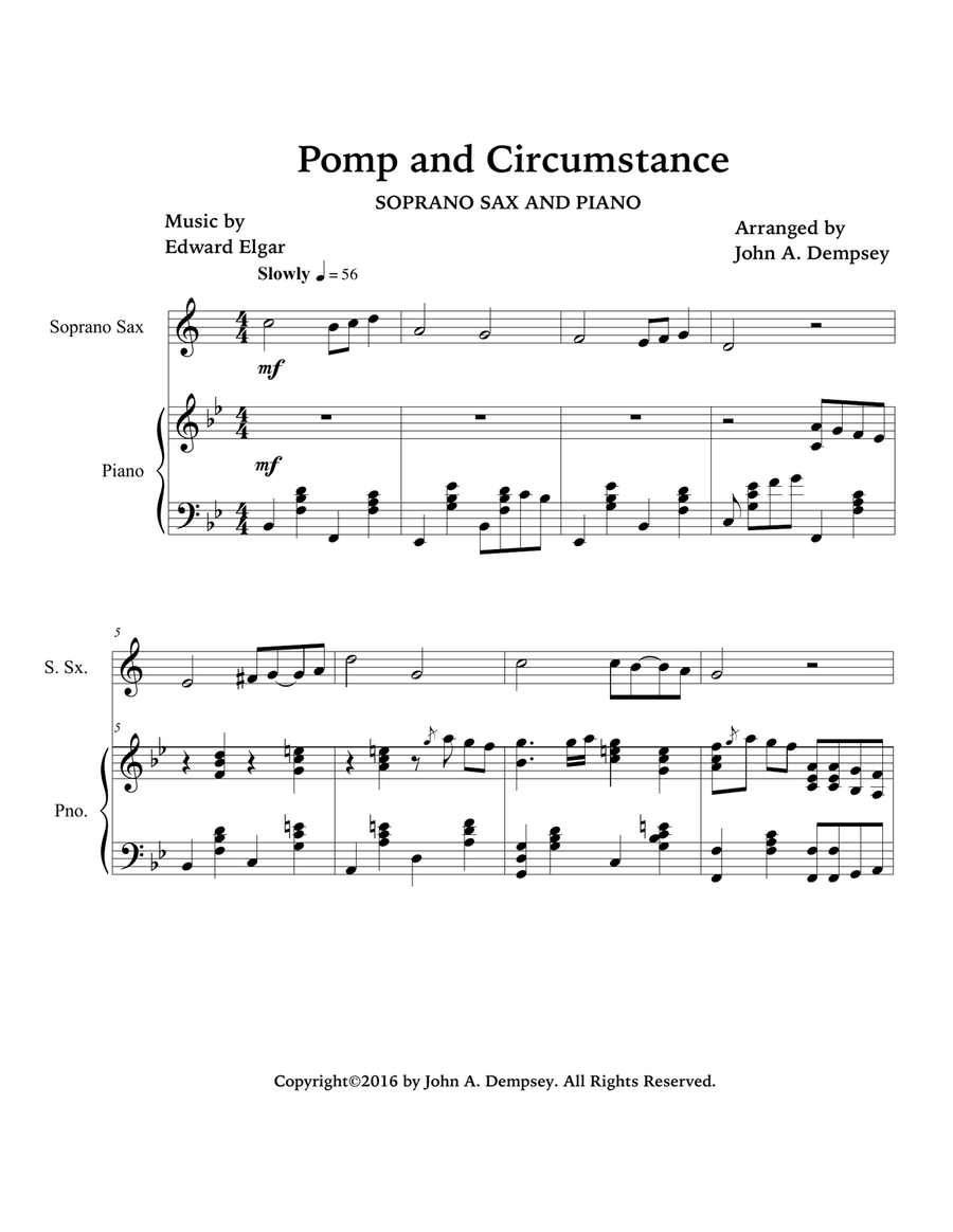 Pomp and Circumstance (Soprano Sax and Piano) Soprano Saxophone scores gallery preview page 5