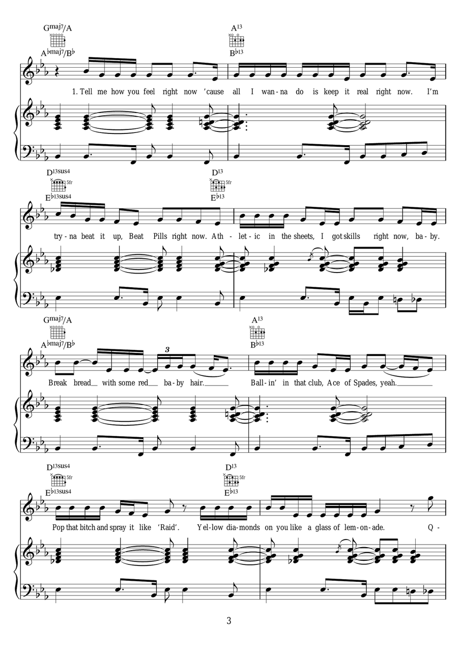Heatstroke (featuring Young Thug, Pharrell and Ariana Grande) Piano, Vocal scores gallery preview page 3